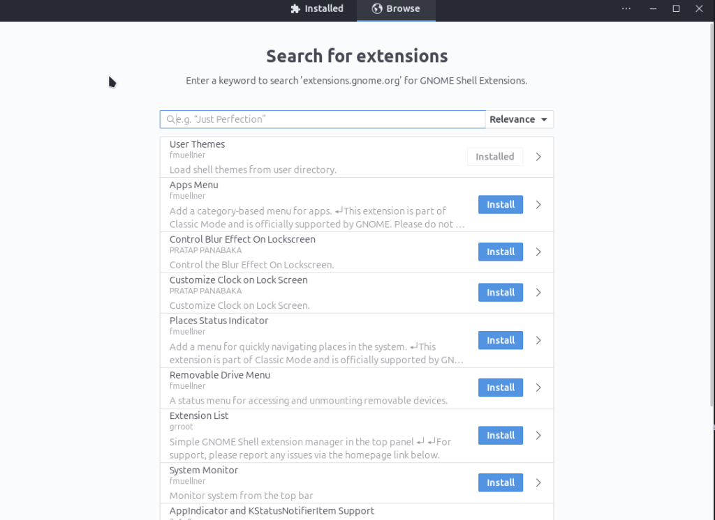 Ubuntu 24.04 extension manager search